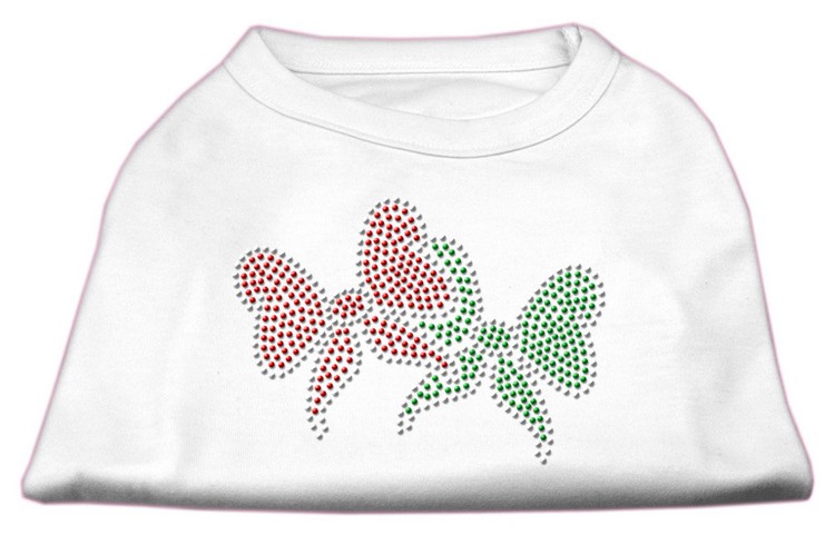 Christmas Bows Rhinestone Shirt White XS